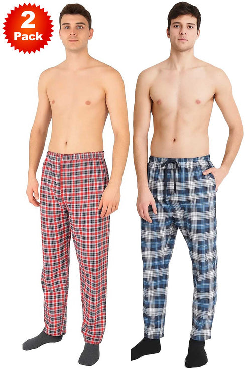 2 Pack Mens Classic Check Lounge Pyjamas