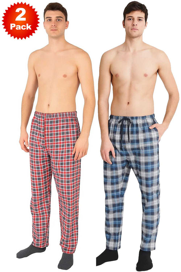 2 Pack Mens Classic Check Lounge Pyjamas