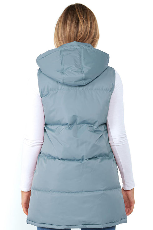 Ladies Longline Hooded Puffer Gilet