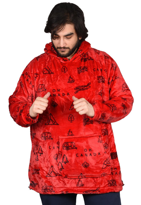 Unisex Oversized Hoodie Blanket – Red Canada Fleece