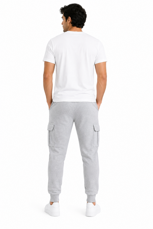 25 Pack Men’s Grey Cargo Jogger Trousers Large - From £4.99 Per Unit