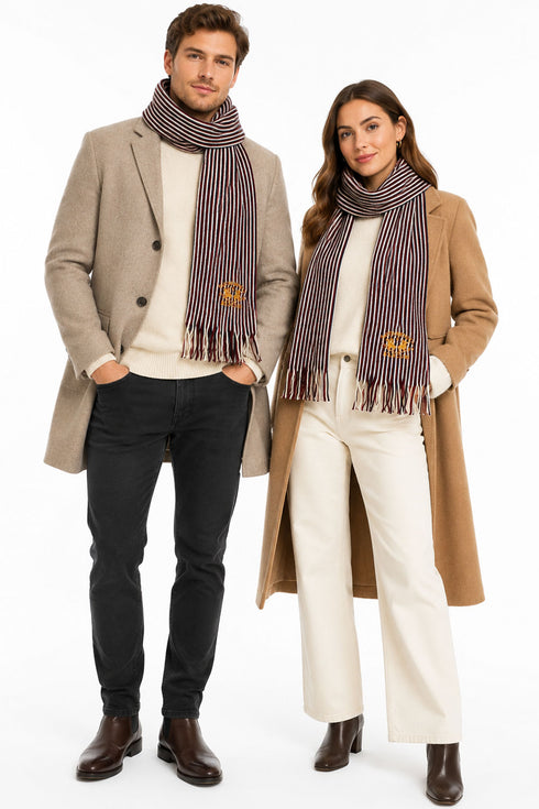 Unisex Striped Winter Muffler Scarf with Fringe