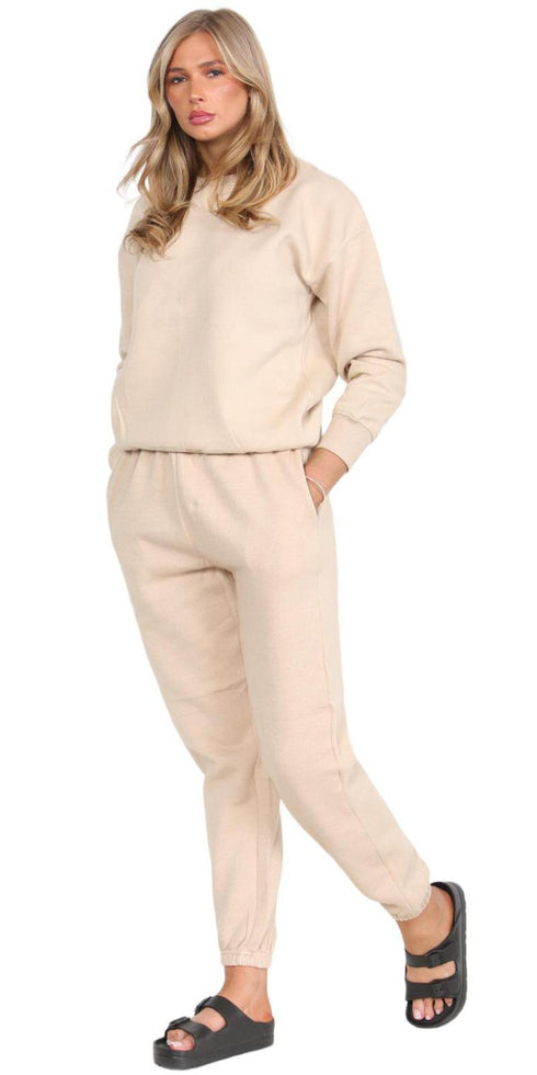 Ladies Crew Neck Polycotton Tracksuit