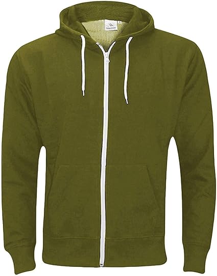 Mens Plain Fleece Zip Up Hoodie With Free Same Cord