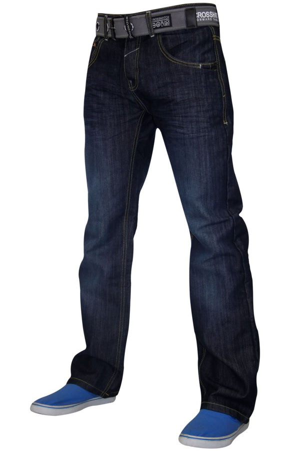 Mens Dark Wash Straight Leg Jeans - 40W X 34L