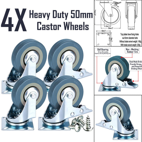 4 Pack Heavy Duty Metal Frame Replacement Wheels