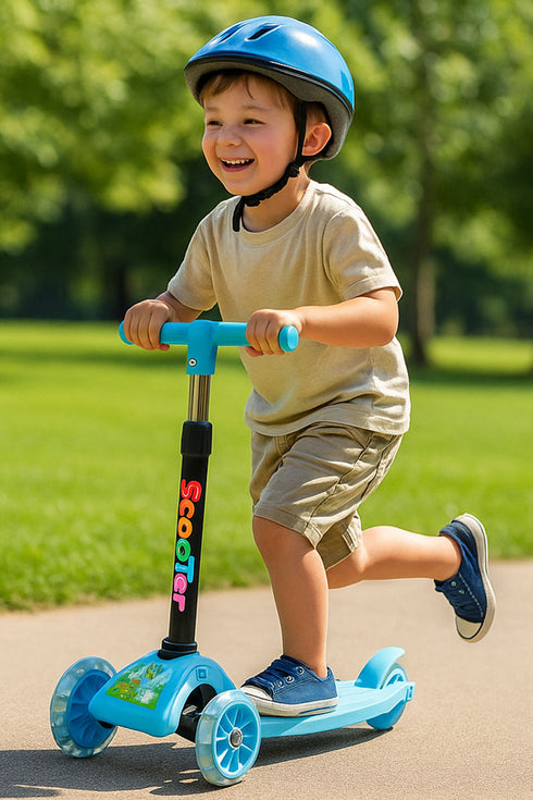 3-Wheel Kids Scooter with LED Light-Up Wheels – Adjustable Height & Foldable Design for Boys and Girls