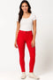 Ladies Red Stretched Buttoned Jeggings