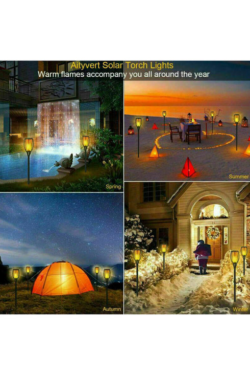 Solar Flame Torch Lights – 12 or 24 Lights Outdoor Waterproof LED Lights