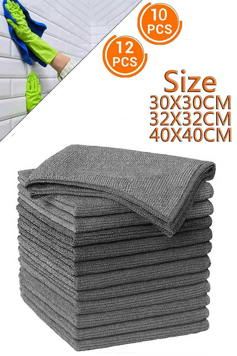Grey Microfiber Cleaning Cloths – Super Soft, Lint-Free Towels for Car, Home & Kitchen | Reusable, Scratch-Free & Absorbent