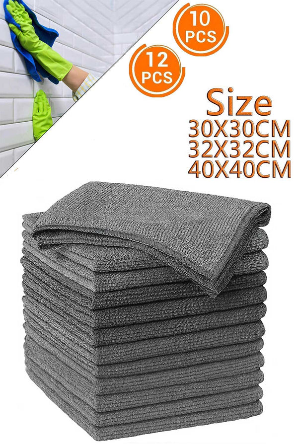Grey Microfiber Cleaning Cloths – Super Soft, Lint-Free Towels for Car, Home & Kitchen | Reusable, Scratch-Free & Absorbent