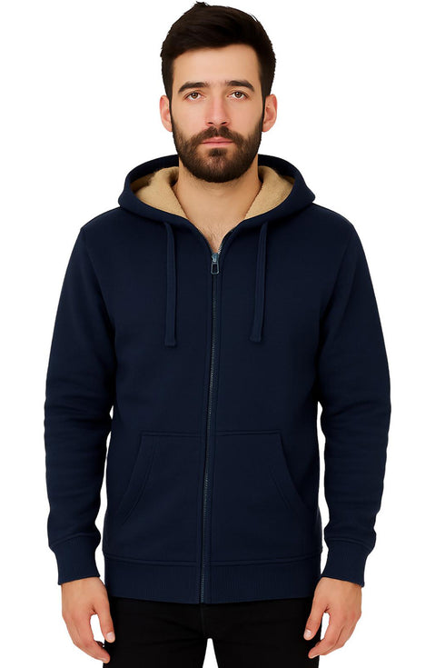 Men’s Fleece-Lined Zip Up Hoodie – Warm Winter Sherpa Jacket with Hood