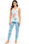 Women’s Summer Pajama Set – Sleeveless Tank Top with Sea Turtle Print & Ocean-Themed Trouser