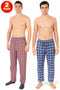 2 Pack Mens Adjustable Drawstring Sleepwear Pyjamas