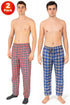 2 Pack Mens Adjustable Drawstring Sleepwear Pyjamas