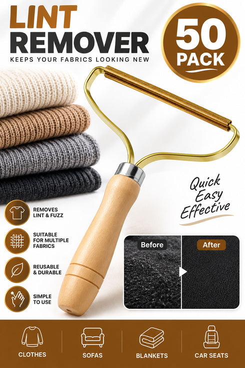 50-Pack Portable Lint Remover: Reusable Pet Hair, Fur & Fuzz Cleaner for Clothes, Carpets, Upholstery & Furniture - 50p Per Unit