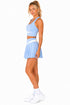 Women’s Pleated Tennis Skirt Set with Racer-back Crop Top