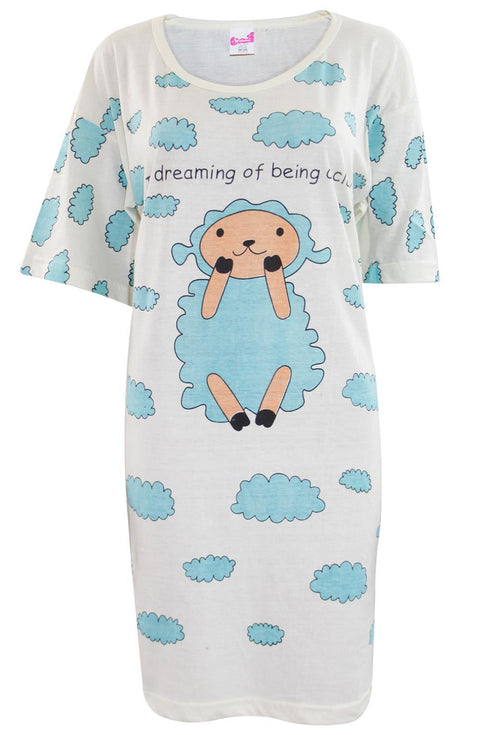 Ladies Short Sleeve Lamb Comfy Night Shirt