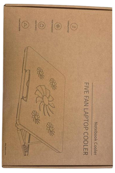 5 Fan Laptop Cooling Pad – Adjustable USB Laptop Stand
