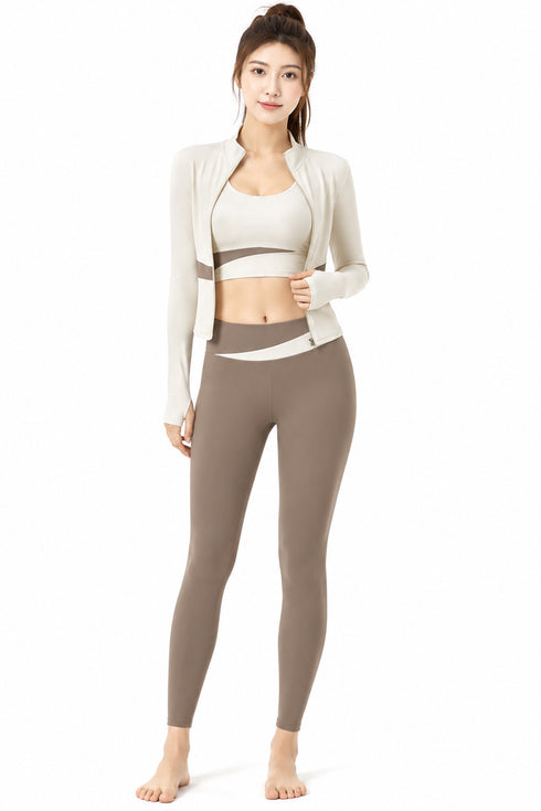 3 Piece Women’s Active-wear Set with Jacket, Sports Bra & Leggings