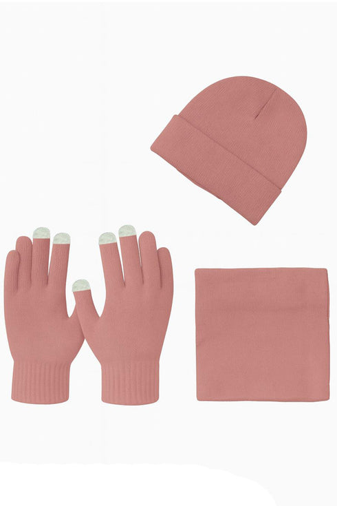 Unisex Winter Hat, Neck Warmer & Touchscreen Gloves Set – 3 Pieces Knit Cold Weather Accessories