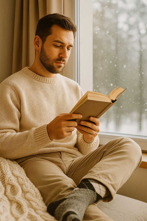 Men Calf Length Lite Fairisle Socks - 406C