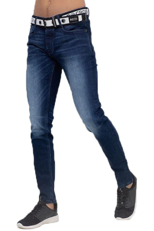 Mens Crosshatch Slim Fit Denim Jeans