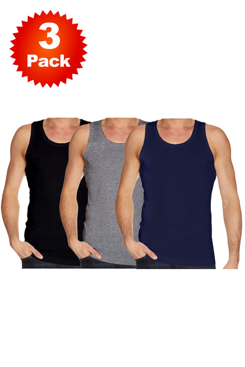 3 Pack Mens Plain Cotton Vest