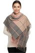 Women’s Checked Winter Scarf – Soft Tartan Blanket Wrap with Tassels
