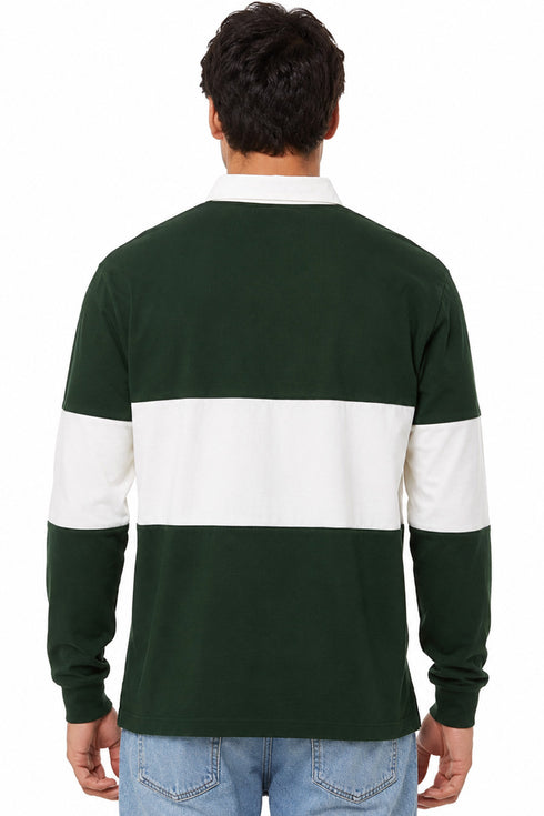 Men’s Long Sleeve Single Striped Rugby Polo Shirt