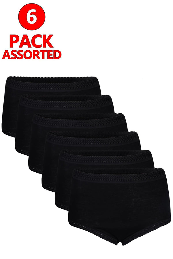 6 Pack Ladies Soft Cotton Lace Briefs