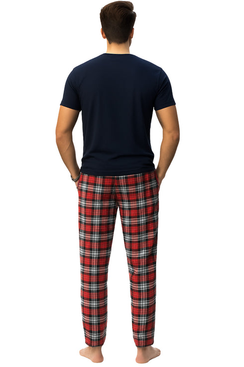 Men's Plaid Pajama Set – Short Sleeve T-Shirt & Lounge Pants