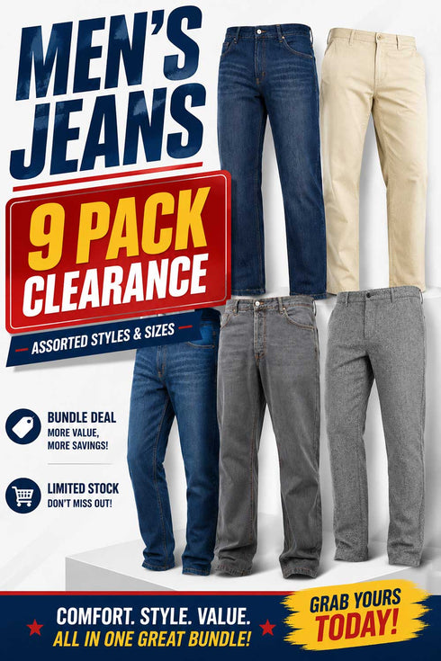 9 Pack Men’s Jeans Clearance Bundle - From £3.33 Per Unit