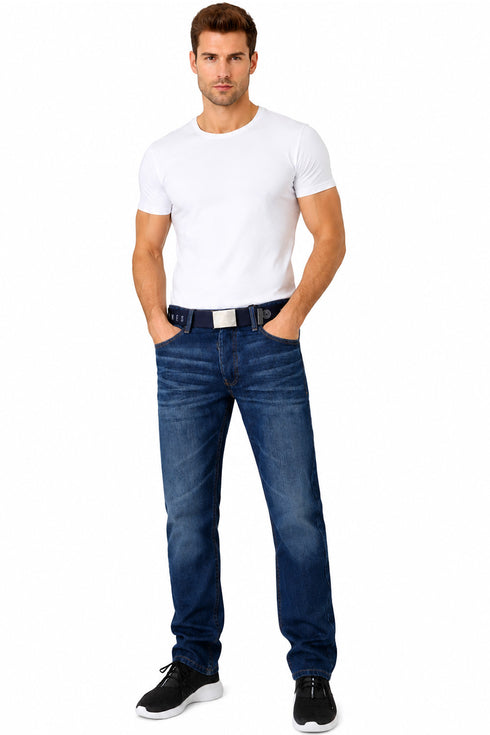 Mens Enrico Bootcut Denim Jeans with Free Belt