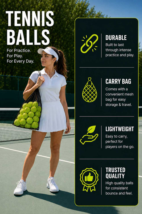 12 & 24 Pack Tennis Balls with Mesh Carry Bag