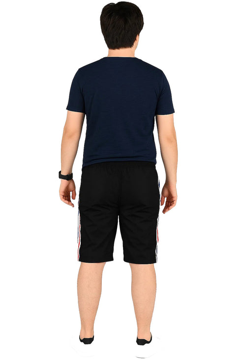 Men’s Black Athletic Shorts with Side Stripes – Sportswear & Casual Active Shorts
