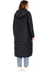 Women’s Long Black Quilted Hooded Jacket