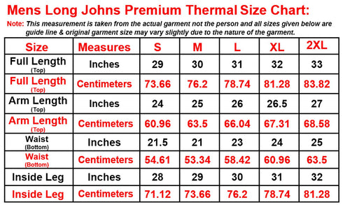 2 Pack Mens Premium Quality Thermal Long Johns Full Set