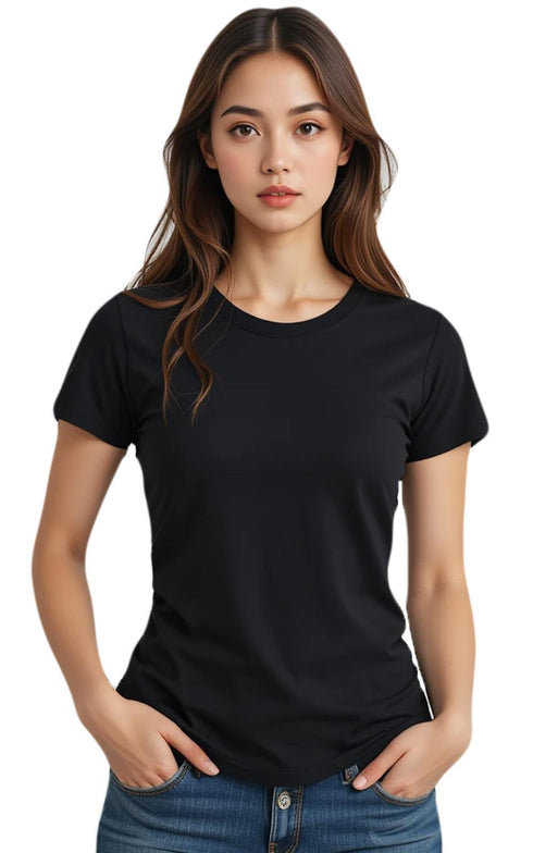 5 Pack Womens Plain Crew Neck T-Shirts