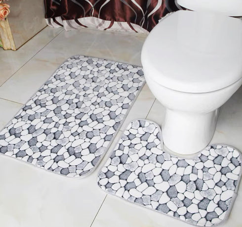 2 Pack Pebble Bath and Pedestal Mat