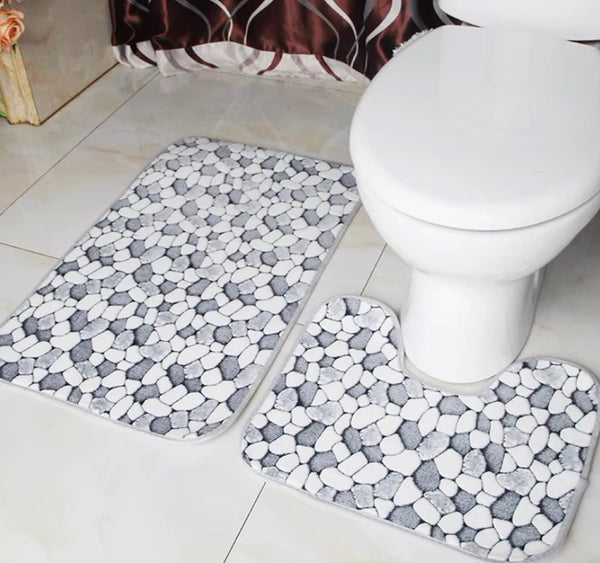 2 Pack Pebble Bath and Pedestal Mat