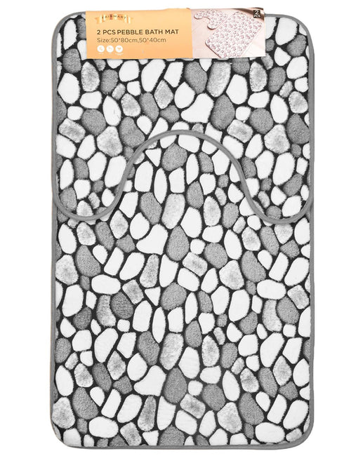 2 Pack Pebble Bath and Pedestal Mat
