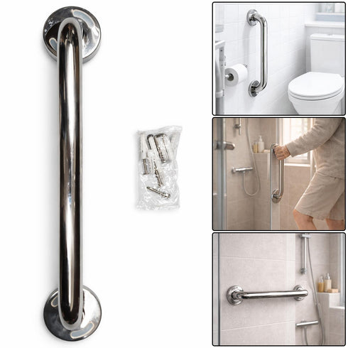 Evekare Classic LED Grab Rail 450mm – Stainless Steel Bathroom Safety Support Bar with Motion-Activated Light