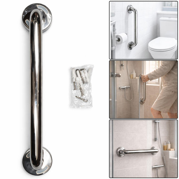 Evekare Classic LED Grab Rail 450mm – Stainless Steel Bathroom Safety Support Bar with Motion-Activated Light