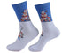 Men’s Christmas Socks – Funny Santa Claus Print – Festive Blue & White Crew Socks