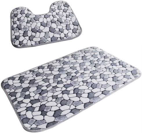 2 Pack Pebble Bath and Pedestal Mat