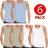 6 Pack Men's Plain Polycotton Sleeveless Vest – Soft, Lightweight, Print-Friendly Gym Tank Top