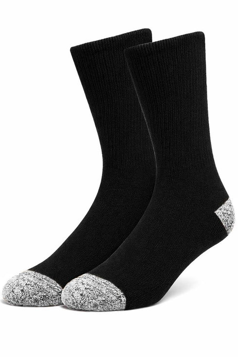 Men’s Black Work Socks with Contrast Heel & Toe – 6 or 12 Pack