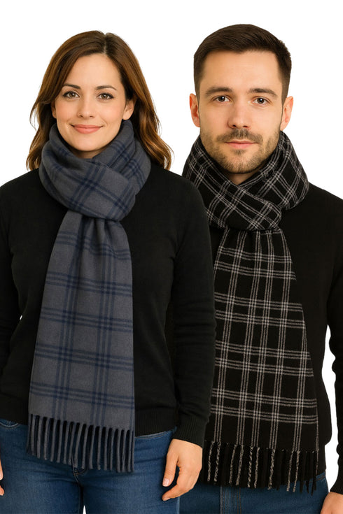Premium Unisex Check Muffler – Warm Wool Blend Knit Scarf