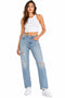 Women’s Light Blue Distressed Straight Leg Jeans